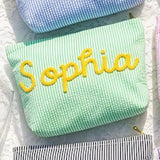 Personalized Seersucker Makeup & Travel Pouch