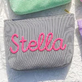 Personalized Seersucker Makeup & Travel Pouch