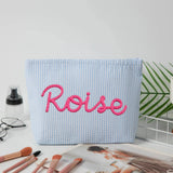 Personalized Seersucker Makeup & Travel Pouch