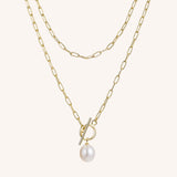 Toggle Clasp Pearl Staple Chain Necklace