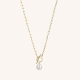 Toggle Clasp Pearl Staple Chain Necklace