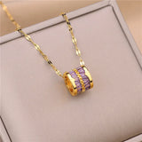 Three-Tone Round Pendant Necklace