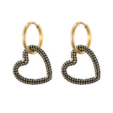 CZ Heart Hoop Earrings