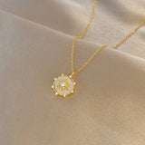 Zircon Shell Flower Pendant Necklace