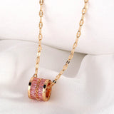 Three-Tone Round Pendant Necklace