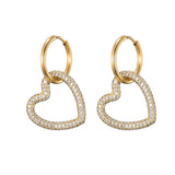 CZ Heart Hoop Earrings