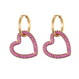 CZ Heart Hoop Earrings