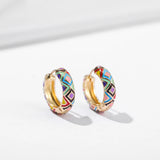Boho Enamel Flower Hoop Earrings