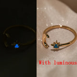 Crescent Moon & Star Adjustable Ring