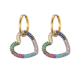 CZ Heart Hoop Earrings
