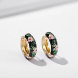 Boho Enamel Flower Hoop Earrings