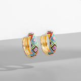 Boho Enamel Flower Hoop Earrings