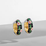 Boho Enamel Flower Hoop Earrings