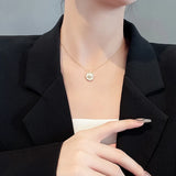 Zircon Shell Flower Pendant Necklace