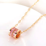 Three-Tone Round Pendant Necklace