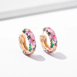 Boho Enamel Flower Hoop Earrings