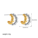 Double Layer Beaded Ball C-Hoop Earrings