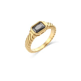 Birthstone Signet Band Ring