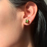 Multicolor Square Zircon Stud Earrings