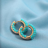 Green Beaded Circle Hoop Earrings