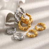 Hammered Texture Gold Hoop Earrings
