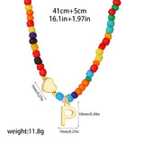Beaded Initial Heart Pendant Necklace