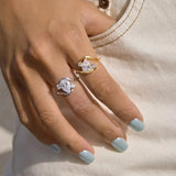 Geometric CZ Zircon Adjustable Chunky Ring