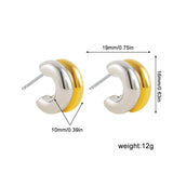 Two-Tone Bilayer Geometric Stud Earrings