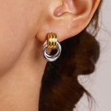 Two-Tone Knot Twist Stud Earrings