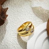 Oval Zircon Chunky Bilayer Ring