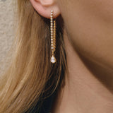 CZ Rhinestone Long Tassel Drop Earrings