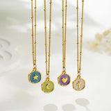 Opal Cross & Heart Pendant Necklace