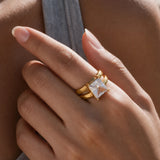 Rectangle Zircon Hollow Chunky Ring