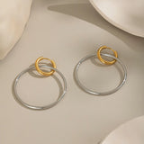 Large Two-Tone Huggie Hoop Earrings