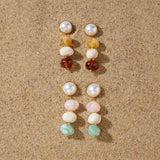 Colorful Resin Bead & Pearl Dangle Earrings