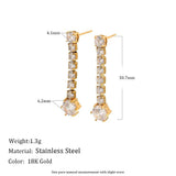 Round Zircon Long Chain Dangle Earrings