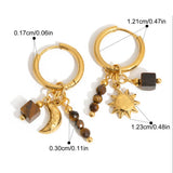 Tiger Eye Sun & Moon Hoop Earrings