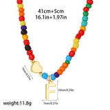 Beaded Initial Heart Necklace