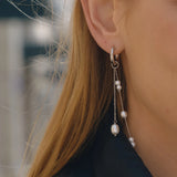 Silver Pearl Long Tassel Earrings