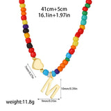 Beaded Initial Heart Pendant Necklace