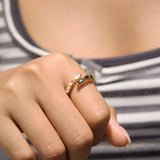 Black & White Rhinestone Open Ring