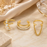 Zircon & Tassel Ear Cuff Set (3-Piece)