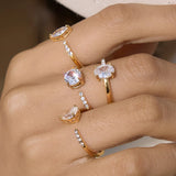 Geometric Zircon Rhinestone Open Ring