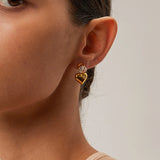 CZ Zircon Heart Pendant Earrings