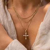 Layered Zircon Crystal Cross Choker