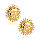 Vintage Sun Face Stud Earrings