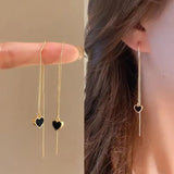 Black Tassel Drop Earrings