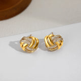 Sparkling Zircon Knot Stud Earrings