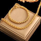 18K Gold-Plated Chain Necklace & Bracelet Set