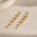 Round & Square Zircon Tassel Earrings